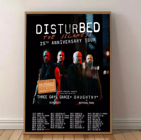 Discover Disturbed The Sickness 25th Anniversary Tour 2025 Poster