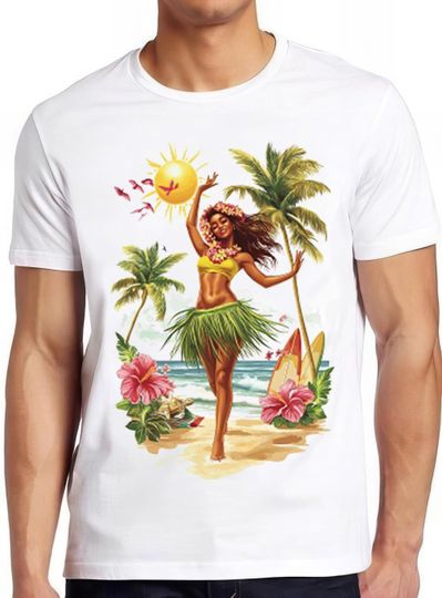 Discover Hula Girl T Shirt Hawaiian Surfing Sailing Nautical Aloha Cool Gift Tee 2341