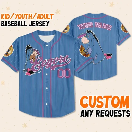 Discover Custom Disneyyy winniee the poohh Eeyoree Blue Simple Baseball Disneyyland Baseball