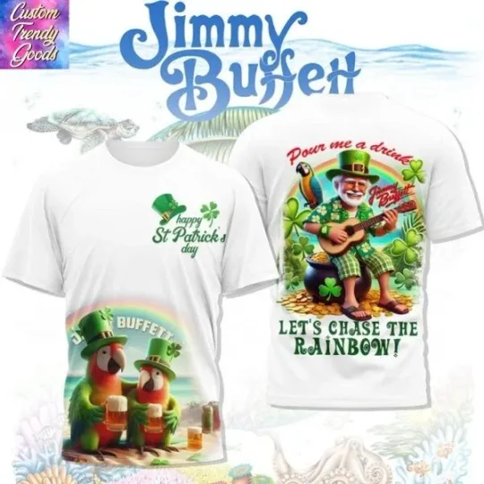 Discover Jimmy Buffett Happy St. Patrick Day 3D T-Shirt