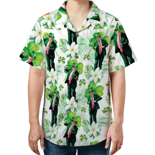 Discover Trump Funny Dancing Irish Flag Hawaiian Shirt St Patricks Day 3D Shirt Trump Haw
