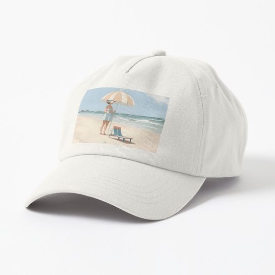 Discover Girl with umbrella in beach natural, neautral color for bar Cap