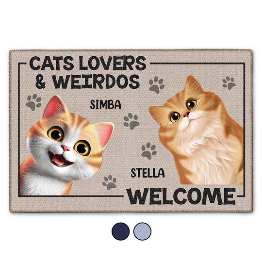 Discover Cat Lovers And Weirdos Welcome - Personalized Doormat