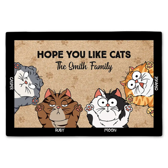 Discover Funny Tummy Hope You Like Cats - Personalized Doormat