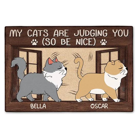 Discover My Cat Is Judging You So Be Nice - Personalized Doormat