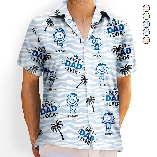 Discover Stick Figures Best Dad Grandpa Ever - Personalized Hawaiian Shirt
