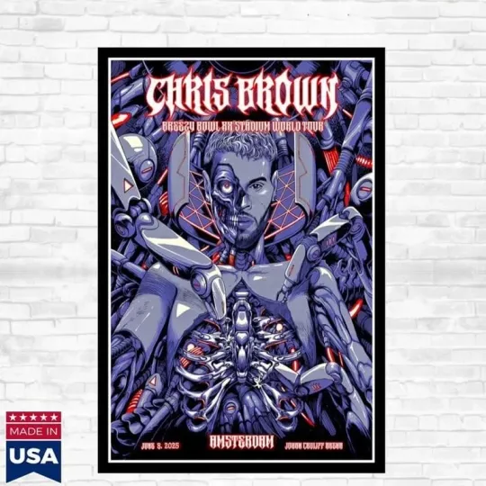 Discover HOT! Chris Breezy Bowl XX Tour June 8 2025 Amsterdam Poster