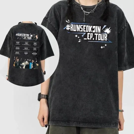 Discover Run Seokjin Ep Tour 2025 Mineral Wash Tee, Jin Echo Album Shirt