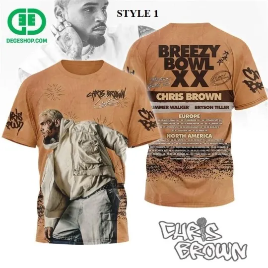Discover HOT Chris Brown Breezy Bowl XX 3D Shirt Tour 2025