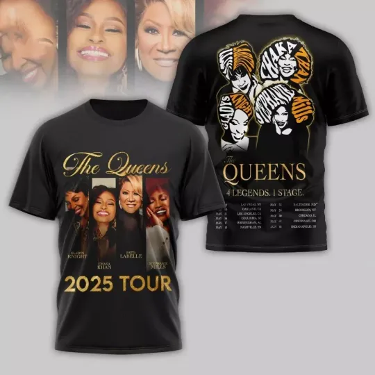 Discover The Queens 4 Legends 1 Stage 2025 Tour 3D T-Shirt