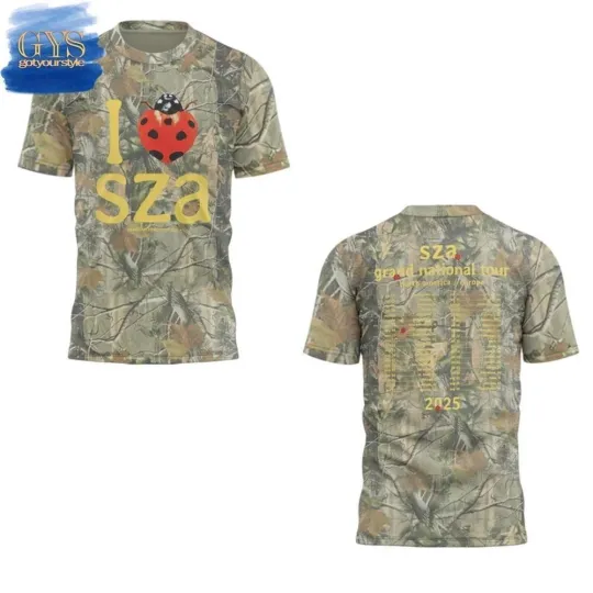Discover Sza Camo Grand National Tour 2025 3D T-Shirt