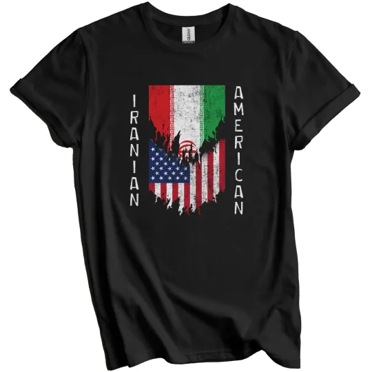 Discover Iranian American Flags Ripped Torn Iran T-Shirt