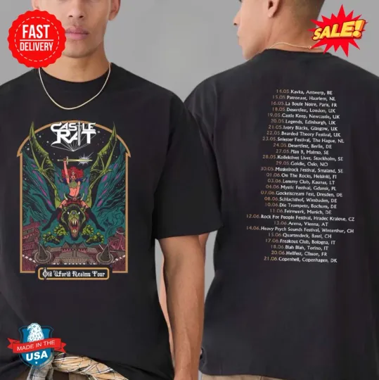 Discover Castle Rat Band Old World Realms Tour 2025 In Europe And UK Dates List T-Shirt