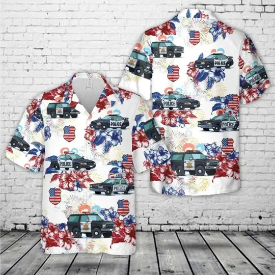 Discover Police Truck hawaiian shirt 4th Of July Hawaiian Shirt Short Sleeve Hawaiian shi