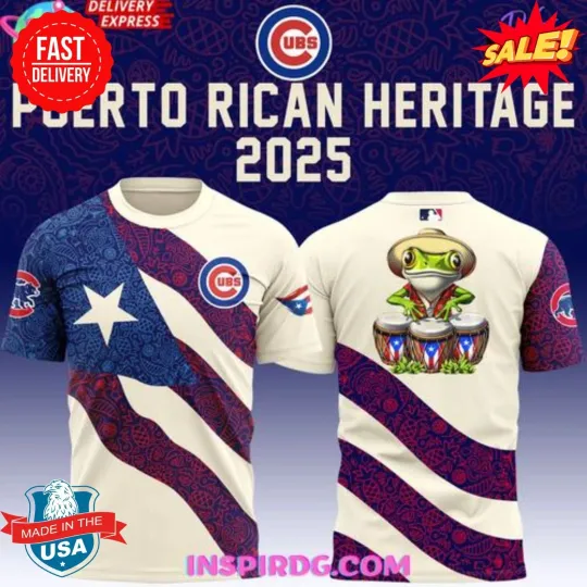 Discover Chicago Cub Puerto Rican Heritage 2025 3D T-Shirt