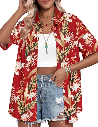 Discover Hawaiian Shirts Casual Floral Tropical Shirt Summer Beach Shirt Short Sleeve Blouse Tops