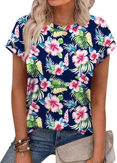 Discover Alaroo Womens Summer Tops Short Sleeve Shirts Crew Neck Cute Trendy Tunic Blouses