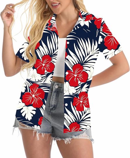 Discover 80s 90s Hawaiian Shirt for Women Retro Neon Disco Top