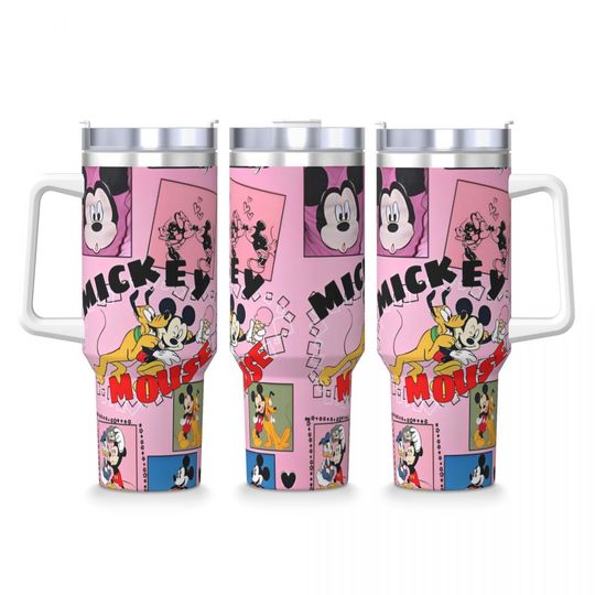 Discover Mickeyy Minniee Mouse Stainless Steel Tumbler Cute Cartoon Travel Mugs Cup 40oz Thermal Cups Insulated Cold Drink Tea Water Bottle