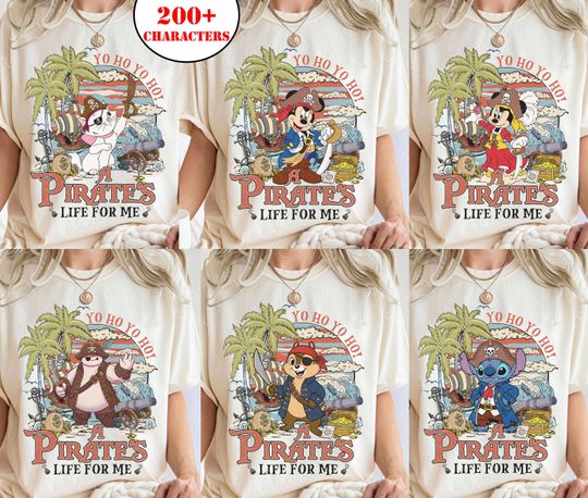 Discover Disneyyy All Characters Pirates Family Shirt, Yo Ho Yo Ho A Pirate's Life for Me Family Shirt