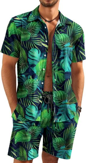Discover KYKU Men's Hawaiian Shirt and Short Set - Summer Beach Outfit