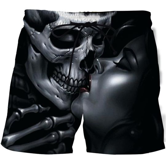 Discover Skull 3D Print Beach Shorts Graphic Men's Casual Sports Shorts Summer Surfing Shorts