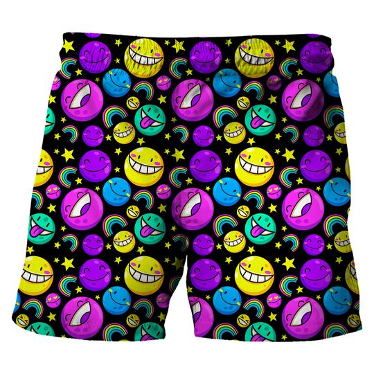 Discover Children's Cartoon Beach Short Pants Summer Boys' Swimming Trunks Casual Funny Emojis Graphic Shorts
