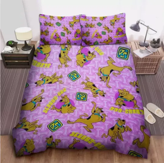 Discover Funny Scooby Doo Poses Dog Tag Pattern Purple Unique Gift  3D Quilt Bedding Set