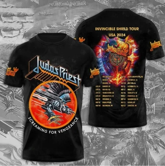 Discover Judas Priest Invincible Shield 2024 Tour Shirt,Judas Priest 3D T-Shirt