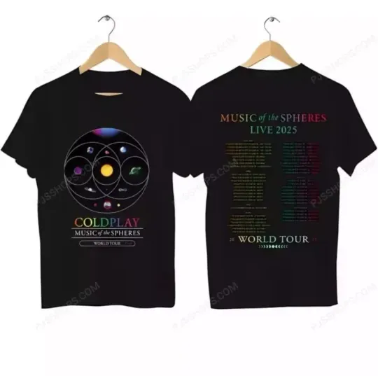 Discover Coldplay World Tour 2025 Double Sided T-Shirt, Classic Tour Tee for Men, Fan Gif