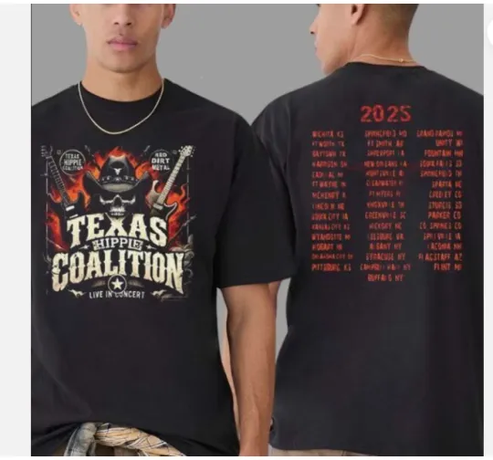 Discover Texas Hippie Coalition Live In Concert Merch Tour 2025 Two Sides Unisex T-Shirt