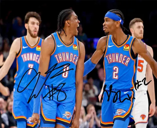Discover Shai Gilgeous-alexander sga j dub jalen thunder signed photo