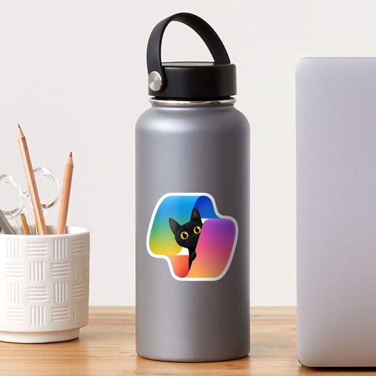 Discover Curious black Cat in the copilot logo Sticker
