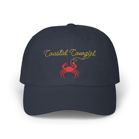 Discover Coastal Cowgirl Embroidered Crab Hat - Surf Style Summer Cap
