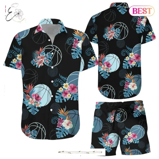 Discover Basketball Shirt Basketball Tropical Pattern Hawaiian Shirt Basketball Gift Idea