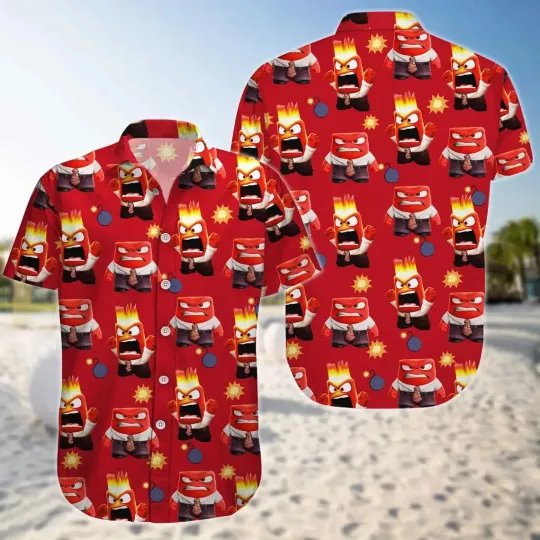 Discover Insidee Outt Anger Hawaiian Button Down Shirt