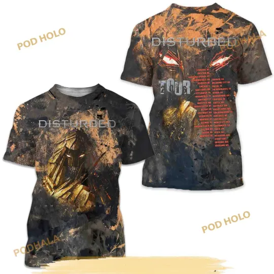 Discover Bleached And Distressed Disturbed Tour Band 3D Shirt