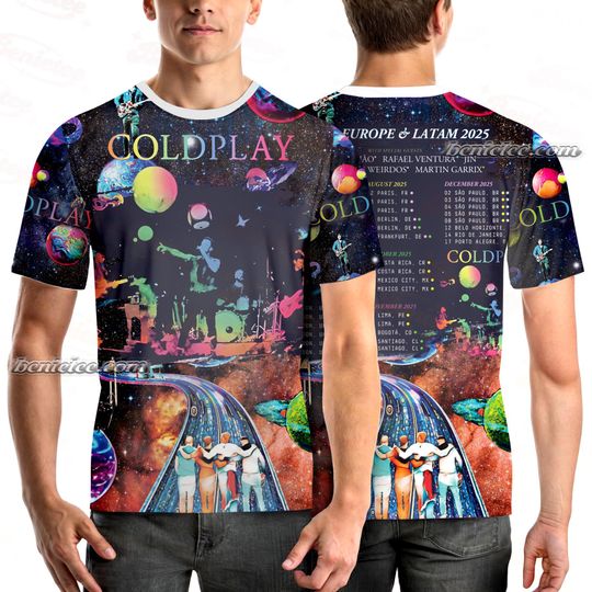 Discover Vintage Coldplay T-Shirt 3D, Music of the Spheres Tour 2025 Shirt