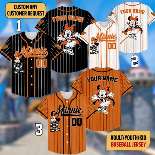 Discover Custom Minniee Mouse Halloween Disneyyy Collection Baseball Jersey, Personalized