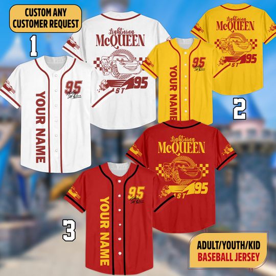 Discover Custom Lightningg McQueenn Retro Baseball Jersey, carss Lightningg McQueenn Baseball