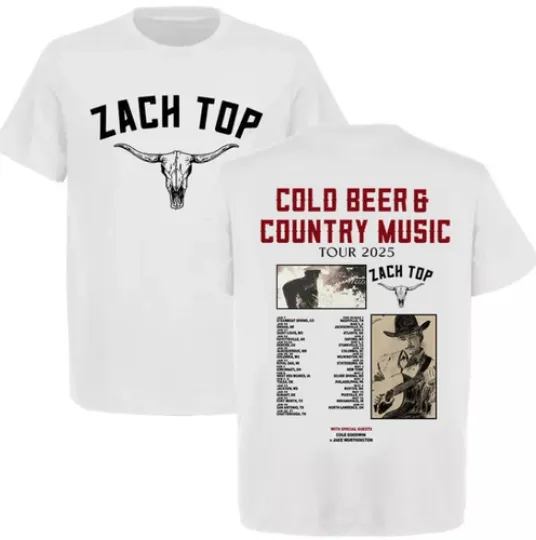 Discover Zach Top Cold Beer Country Music Tour 2025 Two Sides T-Shirt
