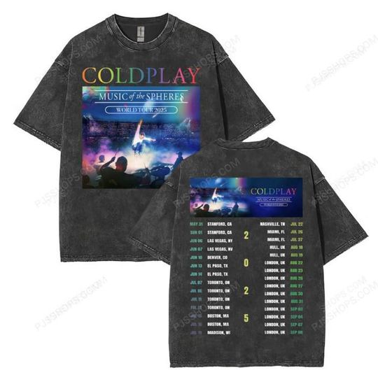 Discover Coldplay Tour 2025 T-Shirt, Music of the Spheres Band Wash Shirt