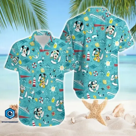 Discover Mickeyy Cruise Hawaiian Button Down Shirt