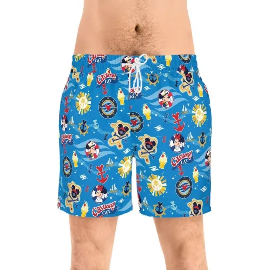 Discover DCL Captain Mickeyy and Minniee Cruise Swim Shorts