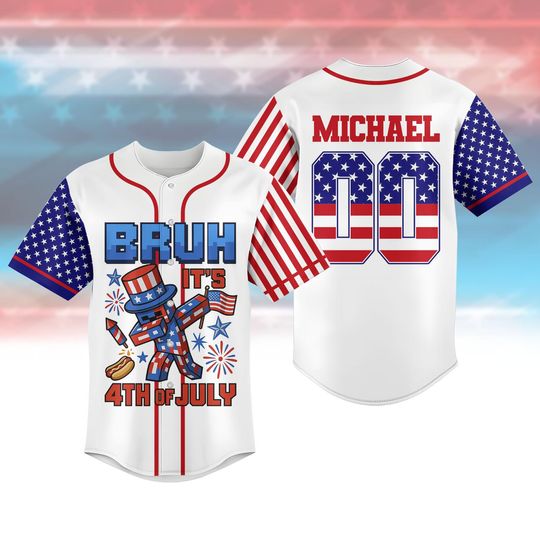 Discover Custom American Bruh Baseball Jersey, Bruh Gamer 4th of July Baseball Shirt