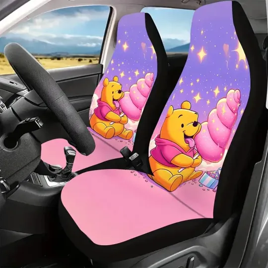 Discover Cute Pooh Eating Lollipop winniee the poohh Characters Sparkle Car Seat Covers