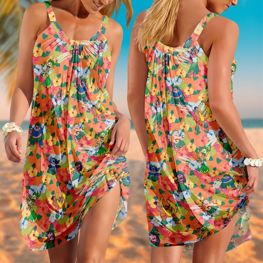 Discover Lilo And Stitchh Sling Summer Dress, Disneyyy Sitch Hawaiian