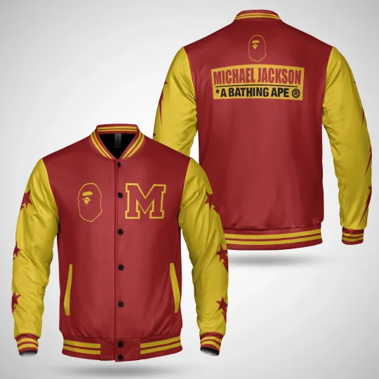 Discover Michael Jackson Bape x MJ Thriller Printed Baseball Jacket