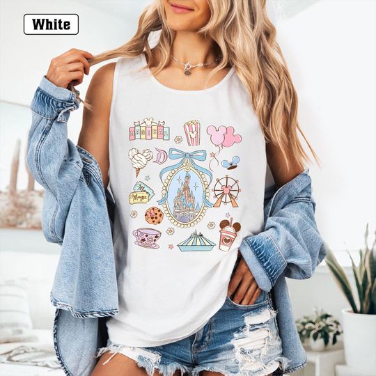 Discover Retro Coquette Bow Disneyyy Castle Magicc Kingdom Tank Top