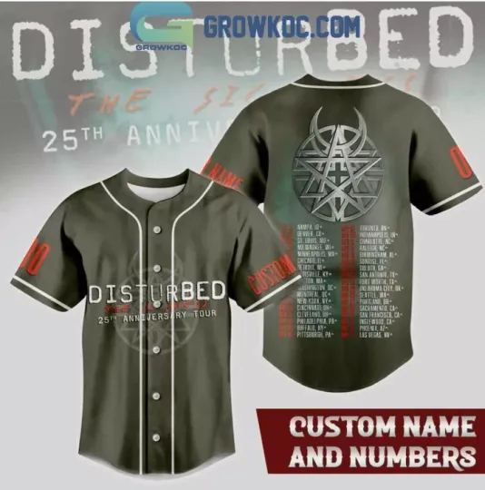 Discover Disturbed 25th Anniversary Tour 2025 Fan Personalized Baseball Jersey